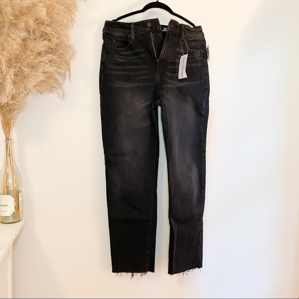 Old Navy Sky High Straight Black Denim Jeans